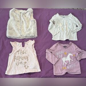 4 pieces of 24 months Girls' tops. Graphic Tops and faux vest